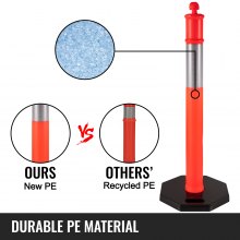 VEVOR Paquete de 5 postes delineadores de 44 pulgadas de altura, kit de postes delineadores de PE naranja, banda reflectante de 10 pulgadas, postes delineadores de tráfico con base de goma de 16 pulgadas para sitios de construcción, gestión de instalaciones, etc.