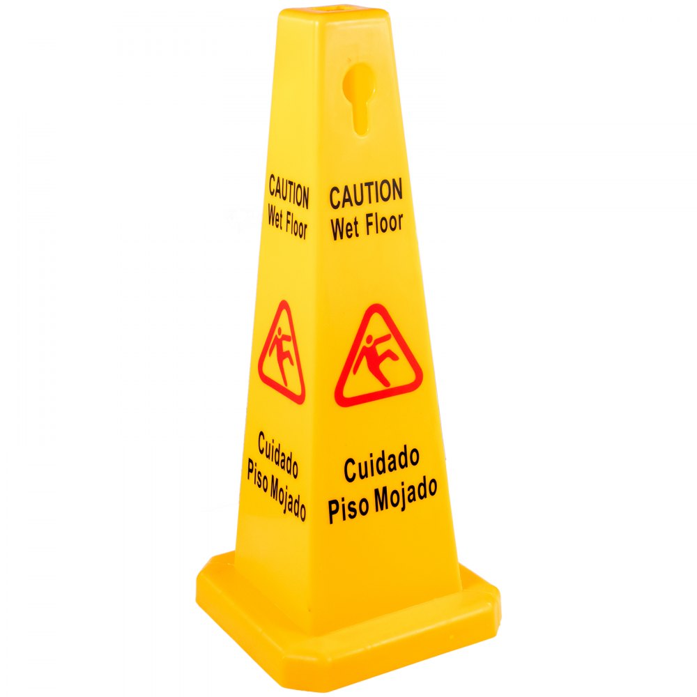 Cono de seguridad para suelo mojado VEVOR amarillo con precaución y texto de piso mojado