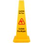 Cono de seguridad para suelo mojado VEVOR amarillo con advertencias en inglés y español