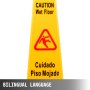 VEVOR - Cono de seguridad para suelo (6 unidades, 66 cm), color amarillo, 4 lados, para suelo mojado, bilingüe, para interiores y exteriores