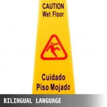 VEVOR Paquete de 6 conos de seguridad para piso de 26 pulgadas Señal de piso mojado Amarillo Precaución Señales de piso mojado 4 caras Seguridad pública Conos de piso mojado Bilingüe Señal de piso mojado para interiores y exteriores