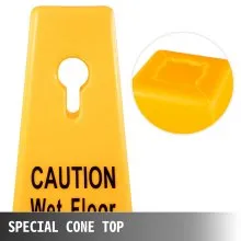 VEVOR Paquete de 6 conos de seguridad para piso de 26 pulgadas Señal de piso mojado Amarillo Precaución Señales de piso mojado 4 caras Seguridad pública Conos de piso mojado Bilingüe Señal de piso mojado para interiores y exteriores