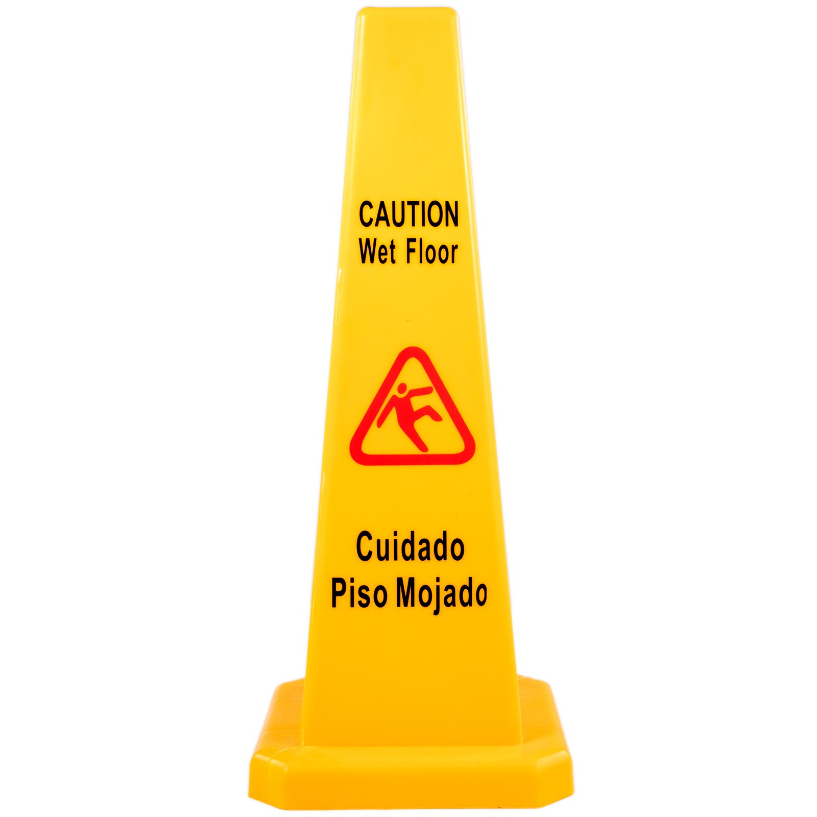 Cono de seguridad para suelo mojado VEVOR amarillo con advertencias en inglés y español