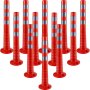 Delineador de tráfico VEVOR, 12 postes, cono canalizador, kit de postes de 76 cm de altura, poste de tráfico de poliuretano, conos de seguridad naranjas, postes de resorte portátiles con base, conos de barrera con bandas reflectantes.