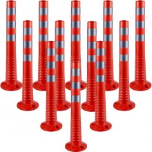 VEVOR Delineador de tráfico, 12 piezas de cono canalizador de postes, kit de poste delineador de 30 pulgadas de altura, poste de tráfico de PU, conos de seguridad naranjas, postes de resorte portátiles con base, conos de barrera con bandas reflectantes