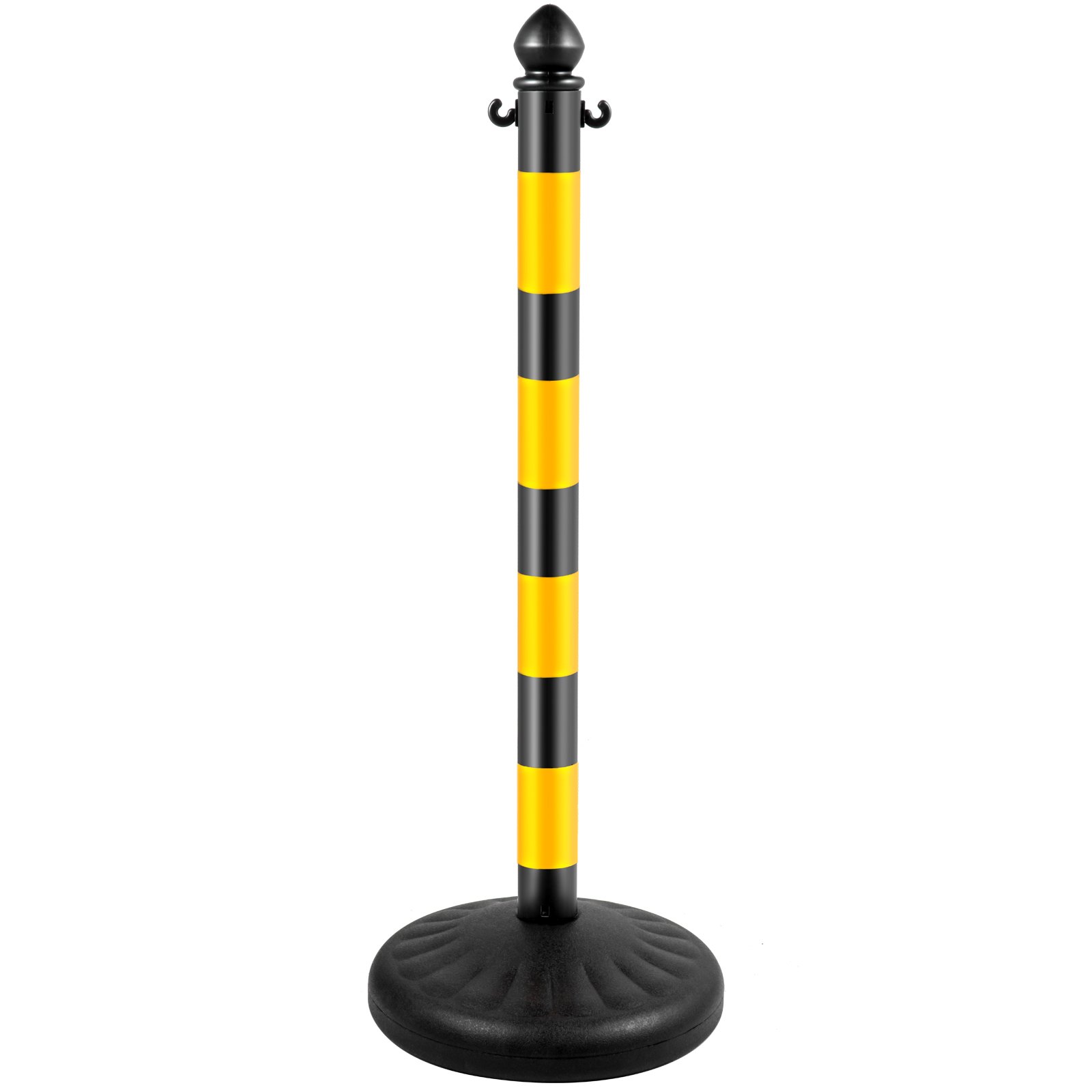 VEVOR Barrera de Aparcamiento 4 piezas Altura 99 cm Plástico PE Poste de Tráfico Base 35 x 35 cm Cadena 1 m Amarillo-Negro Bolardo de Aparcamiento Llenar con Agua o Arena para Garajes, Ascensores