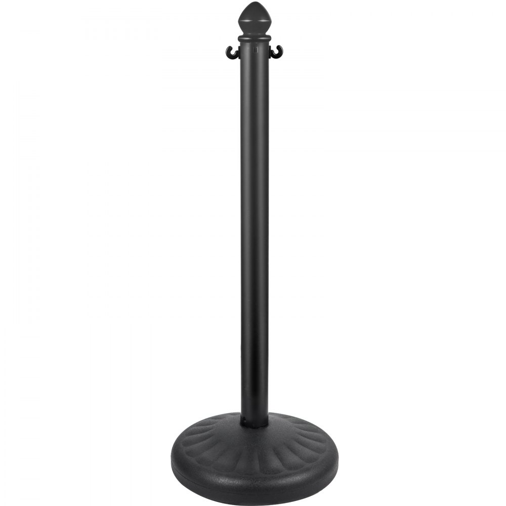 Poste de plástico VEVOR negro con accesorios de gancho y base redonda.