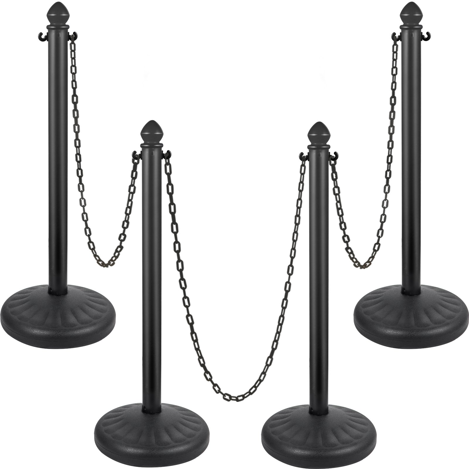 Juego de postes de plástico VEVOR con postes negros y cadenas para control de multitudes.