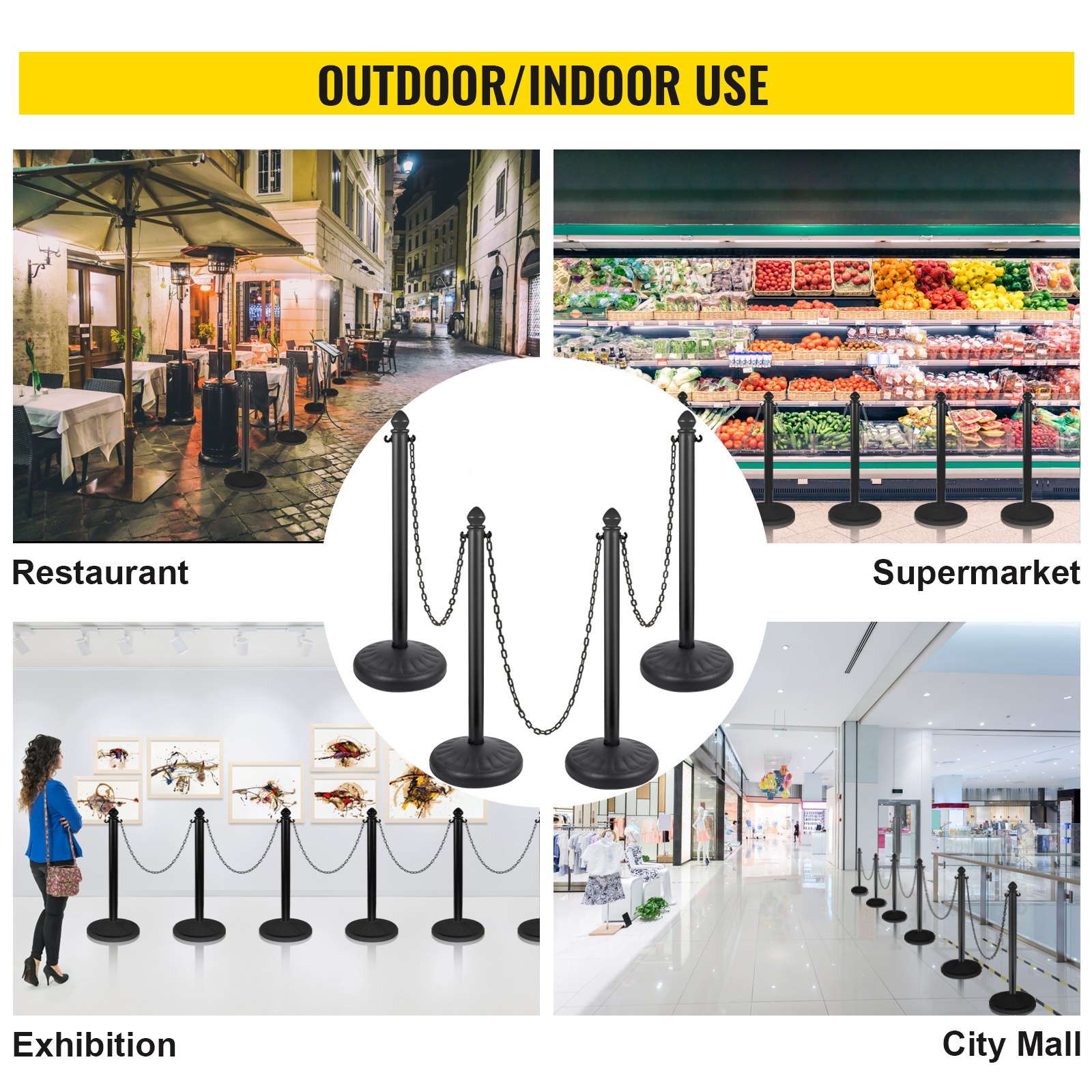 Poste de plástico VEVOR para restaurantes, supermercados, exposiciones y centros comerciales urbanos.