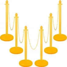 Puntal de plástico VEVOR, puntal de cadena de 6 piezas, puntal para exteriores con cadenas largas de 6x39.5 pulgadas, barrera de control de multitudes de plástico PE para advertencia/control de multitudes en restaurante, supermercado, exposición, centro comercial de la ciudad
