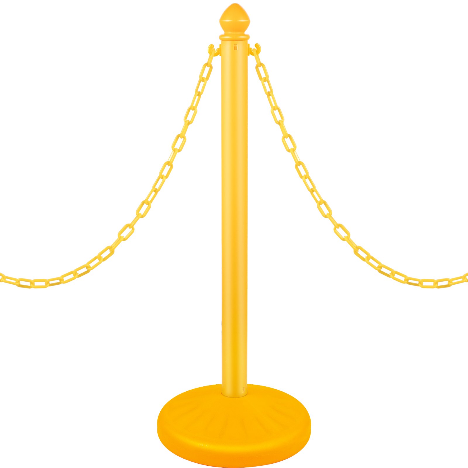 Puntal de plástico VEVOR, puntal de cadena de 6 piezas, puntal para exteriores con cadenas largas de 6x39.5 pulgadas, barrera de control de multitudes de plástico PE para advertencia/control de multitudes en restaurante, supermercado, exposición, centro comercial de la ciudad