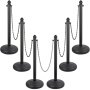Poste de plástico VEVOR, poste de cadena de 6 piezas, poste para exteriores con cadenas de 6 x 39,5 pulgadas de largo, barrera de control de multitudes de plástico PE para advertencia/control de multitudes en restaurantes, supermercados, exposiciones, centros comerciales