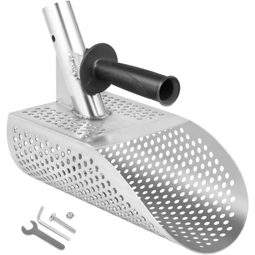 VEVOR Pala para detector de metales para arena, pala para detección de metales de acero inoxidable, pala para detector de metales para playa con orificio de 10 mm, pala para detector de metales para playa con orificio de 10 mm, acero inoxidable ligero resistente de 2 mm, para detección de metales y búsqueda de tesoros
