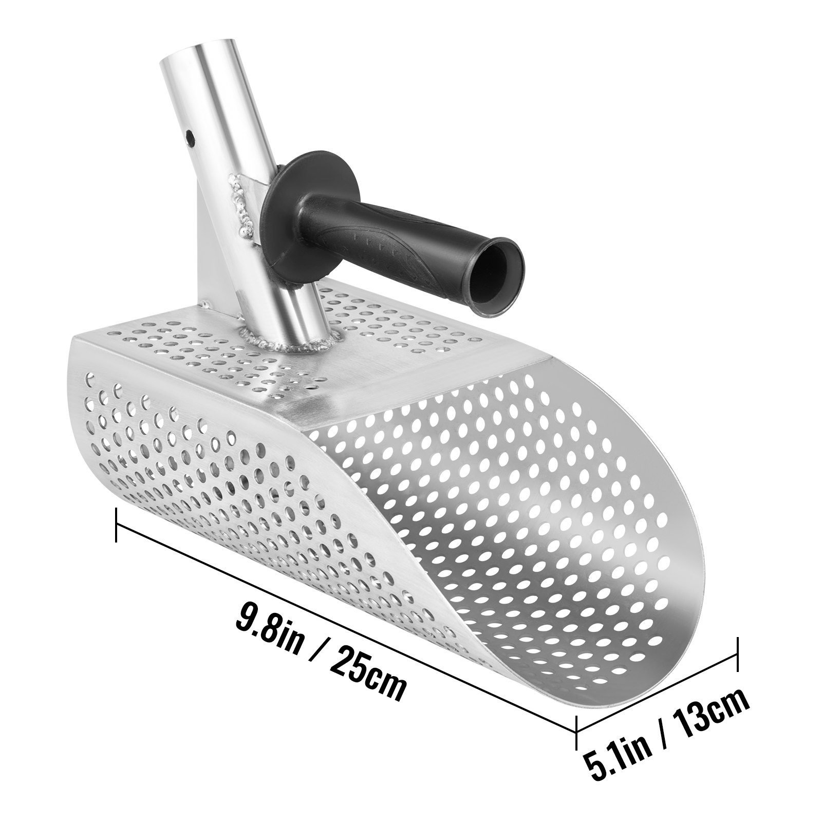 VEVOR Pala para detector de metales para arena, pala para detección de metales de acero inoxidable, pala para detector de metales para playa con orificio de 10 mm, pala para detector de metales para playa con orificio de 10 mm, acero inoxidable ligero resistente de 2 mm, para detección de metales y búsqueda de tesoros