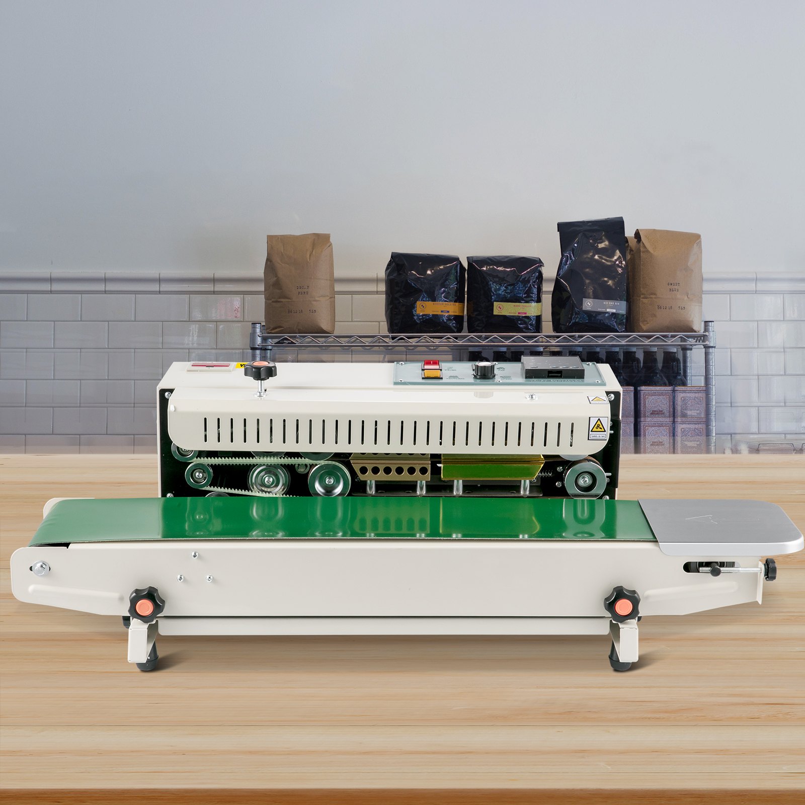 VEVOR Selladora de Bolsas Máquina de sellado continuo de bolsas con banda FR900K Máquina selladora de banda con control digital de temperatura