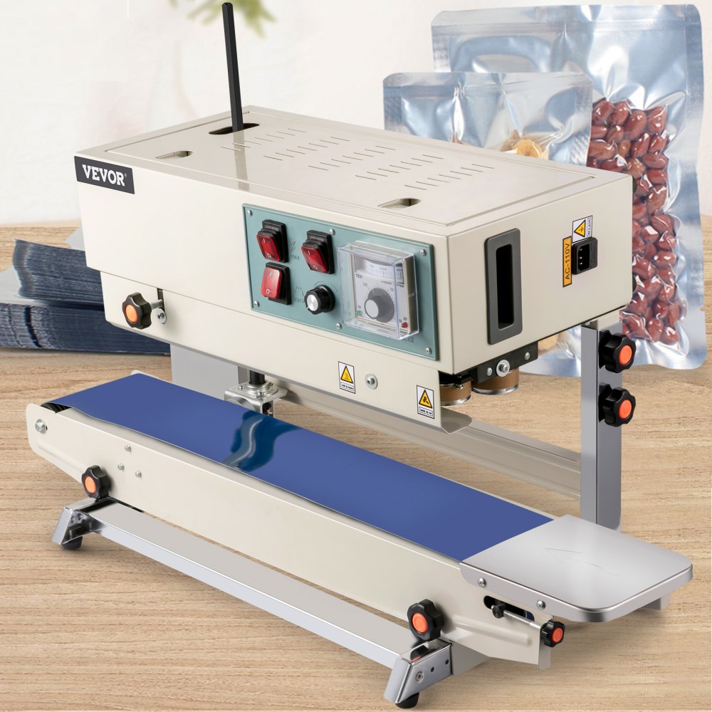 VEVOR Selladora de Bolsas Sellador de banda continua FR900 Máquina de sellado vertical automático 110V para bolsa