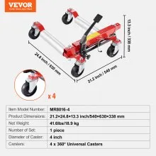 Gato para neumáticos VEVOR Wheel Dolly para vehículos de servicio pesado, elevador de automóviles de 1500 libras