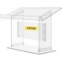 Podio de acrílico VEVOR transparente con parte superior inclinada y soporte central.