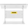 Podio de acrílico VEVOR transparente con base rectangular y logotipo VEVOR en amarillo.