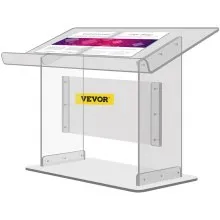 VEVOR Tabletop Acrílico Podio 19.5" Alto Plexiglás Podio 27"x13.7" Mesa Acrílico Púlpitos para Iglesias Superficie inclinada con labio para soporte de libros Atril transparente para lectura Recital Discurso y presentación