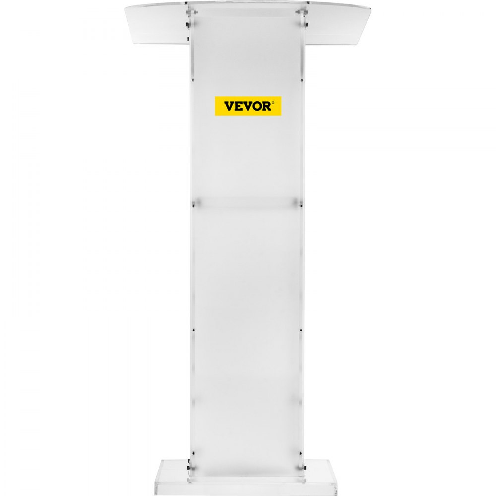 Podio de acrílico VEVOR transparente con parte superior plana y diseño moderno.