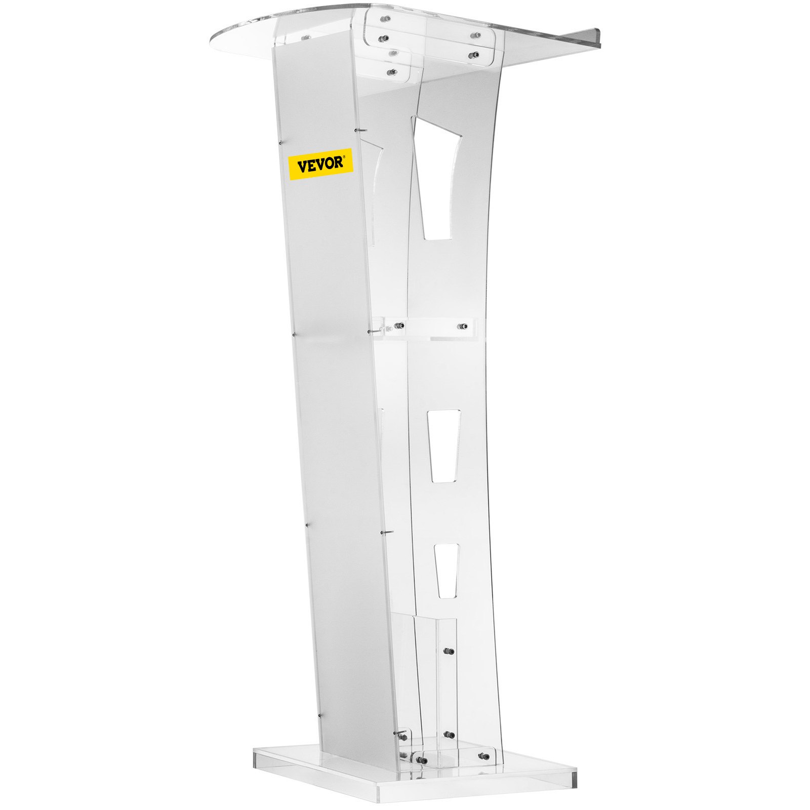 Podio de acrílico VEVOR con elegante diseño transparente y base resistente.