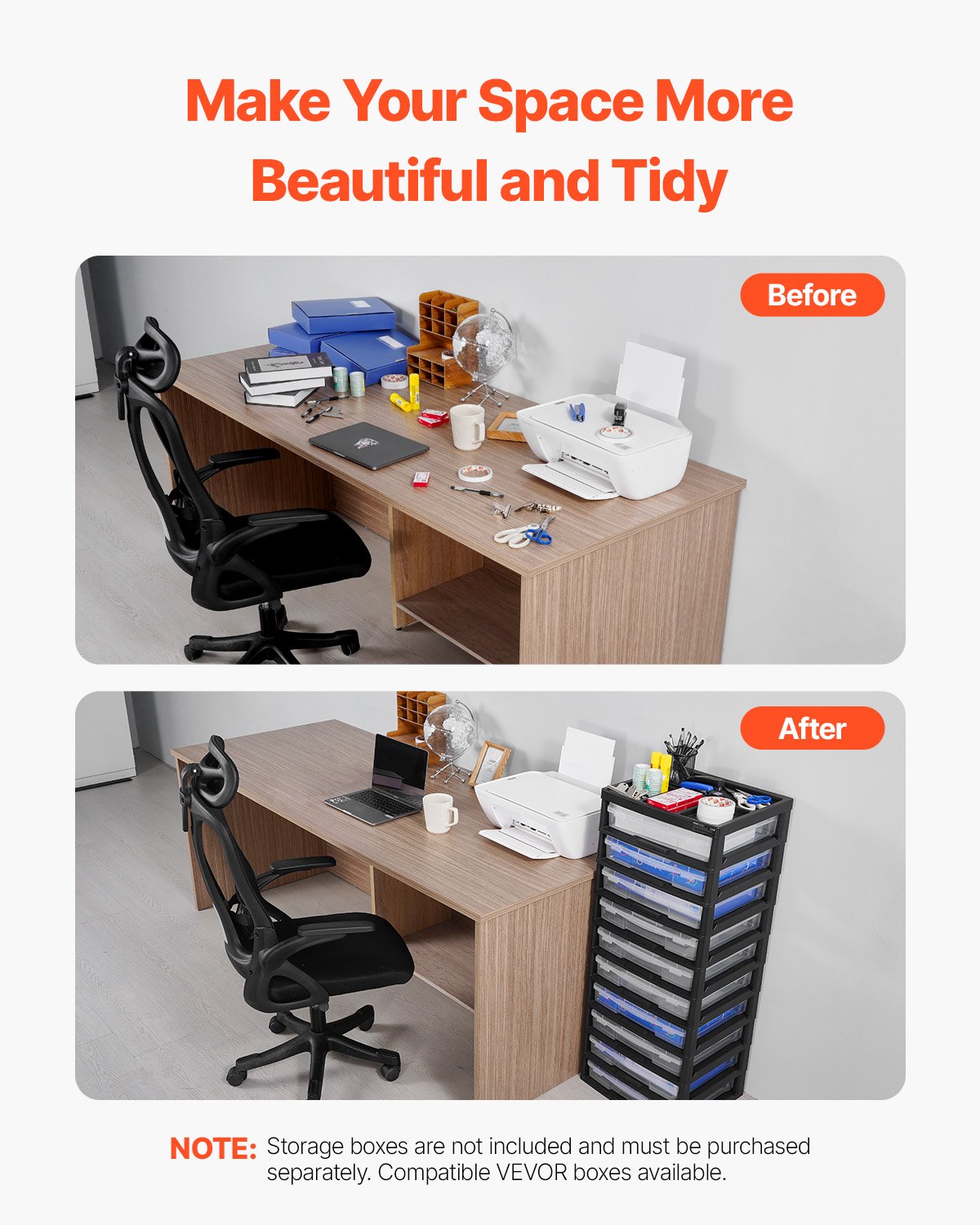 Organizador de almacenamiento de plástico VEVOR, 10 niveles de gran capacidad con organizador superior, solo marco negro, material PP, multifuncional, para guardar álbumes de recortes, herramientas esenciales de oficina, suministros de arte y manualidades.