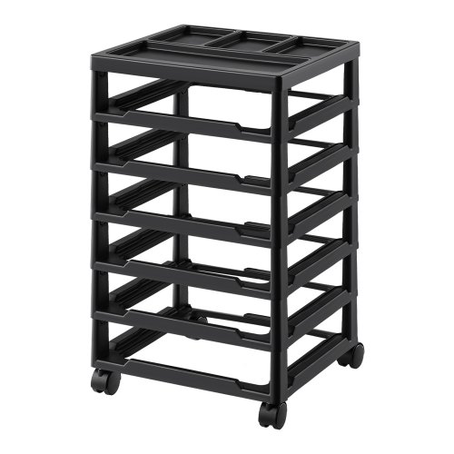 VEVOR - Carrito de almacenamiento con ruedas para álbumes de recortes, 6 niveles de gran capacidad con organizador superior, marco negro con 4 ruedas extraíbles, solo material PP, ideal para almacenar manualidades de oficina y suministros de arte.