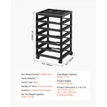 Carrito de almacenamiento con ruedas para álbumes de recortes, 6 niveles, gran capacidad, con organizador en la parte superior, color negro