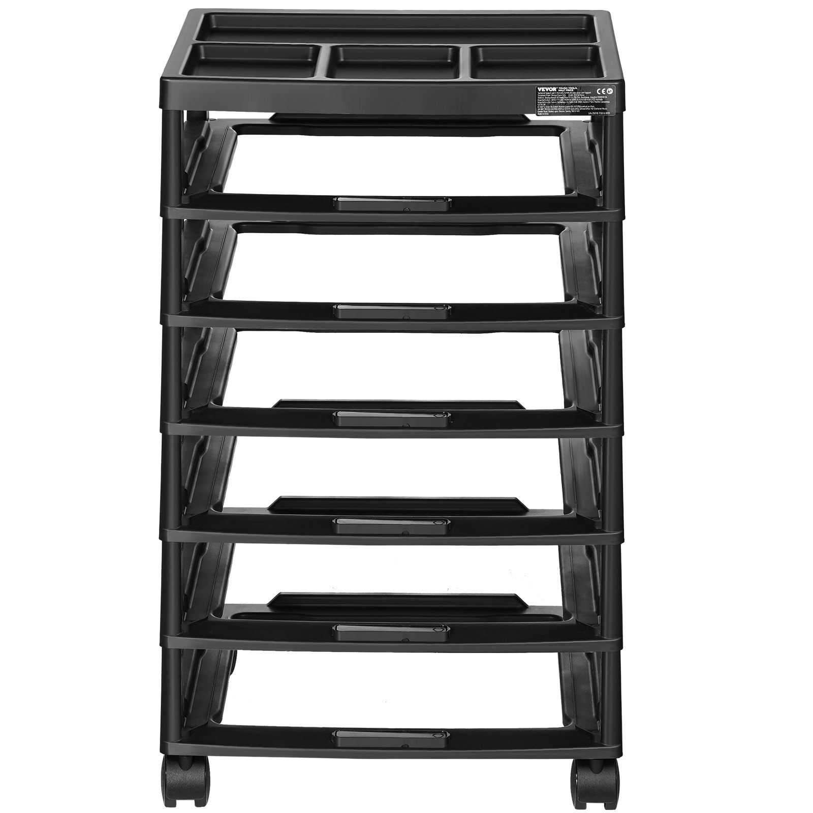 VEVOR - Carrito de almacenamiento con ruedas para álbumes de recortes, 6 niveles de gran capacidad con organizador superior, marco negro con 4 ruedas extraíbles, solo material PP, ideal para almacenar manualidades de oficina y suministros de arte.