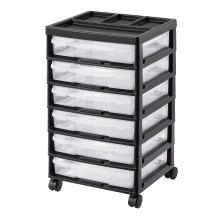VEVOR - Carrito de almacenamiento con ruedas para álbumes de recortes, 6 niveles de gran capacidad con organizador superior, marco negro con 6 compartimentos transparentes y 4 ruedas extraíbles, organizador de almacenamiento para suministros de arte y manualidades.