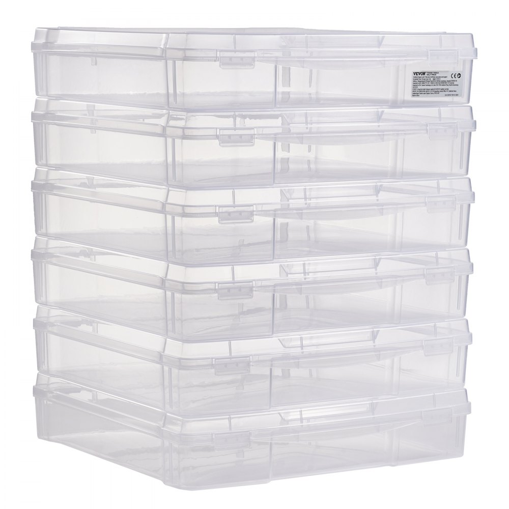 Cajas de plástico apilables para guardar papel de álbum de recortes, 6 unidades, estuche transparente para juegos de mesa
