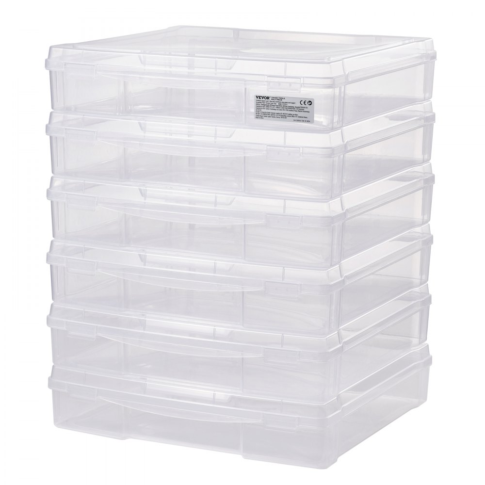 Cajas de plástico apilables para guardar papel de álbum de recortes, 6 unidades, estuche transparente para juegos de mesa