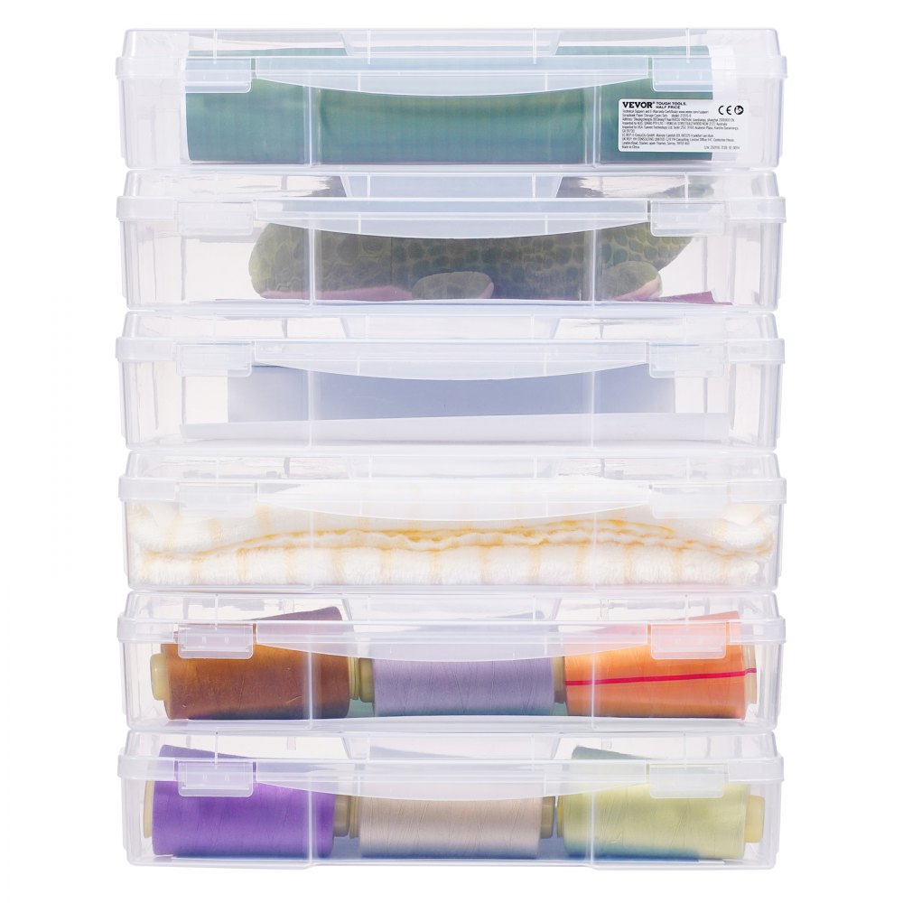 Cajas de plástico apilables para guardar papel de álbum de recortes, 6 unidades, estuche transparente para juegos de mesa