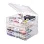 VEVOR - Cajas de plástico apilables para guardar papel de álbum de recortes (4 unidades), transparente, multiusos, con esquinas redondeadas y cierres dobles, para artículos esenciales de oficina, herramientas, manualidades y mucho más.