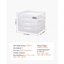 Cajas de plástico apilables para guardar papel de álbum de recortes, 4 unidades, estuche transparente para juegos de mesa