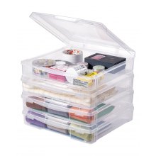 Cajas de plástico apilables para guardar papel de álbum de recortes, 4 unidades, estuche transparente para juegos de mesa