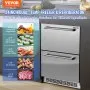 VEVOR Refrigerador bajo encimera de 24 pulgadas, refrigerador de 2 cajones con diferente temperatura, 4.87 pies cúbicos. Refrigerador con congelador debajo del mostrador para interiores y exteriores, resistente al agua, de capacidad, para uso doméstico y comercial
