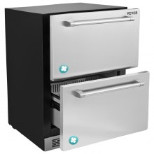 VEVOR Refrigerador debajo del mostrador de 24 pulgadas, refrigerador de bebidas incorporado de 2 cajones con panel táctil, capacidad de 5.12 pies cúbicos, refrigerador impermeable para interiores y exteriores debajo del mostrador para uso doméstico y comercial