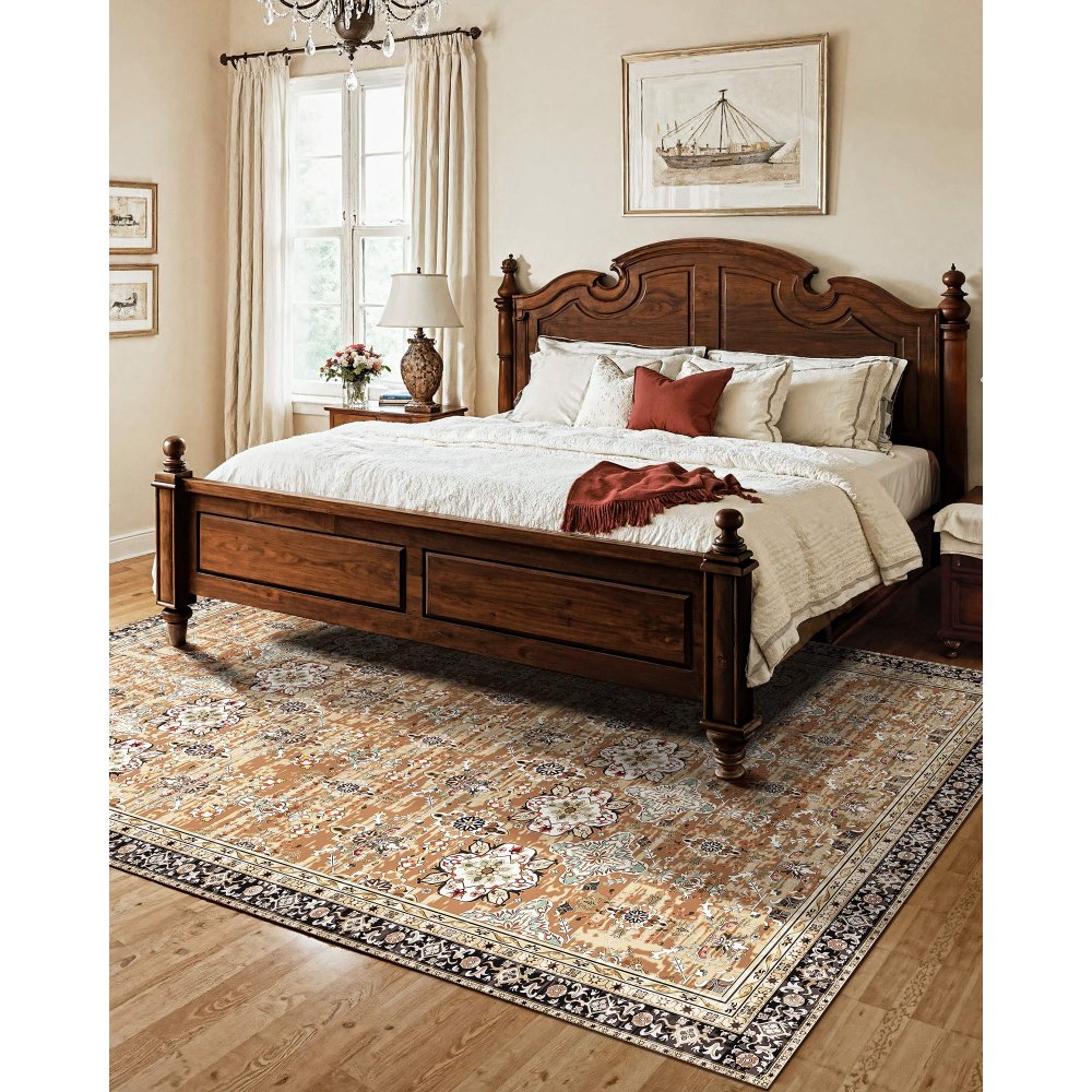 VEVOR Alfombra Suave de 2,3 x 2,9 m Alfombra de Área Pelo Corto Antideslizante Resistente al Desgarro Elegante Ideal para Dormitorio, Oficina, Sala de Estar, Habitación Infantil, Entrada, Marrón