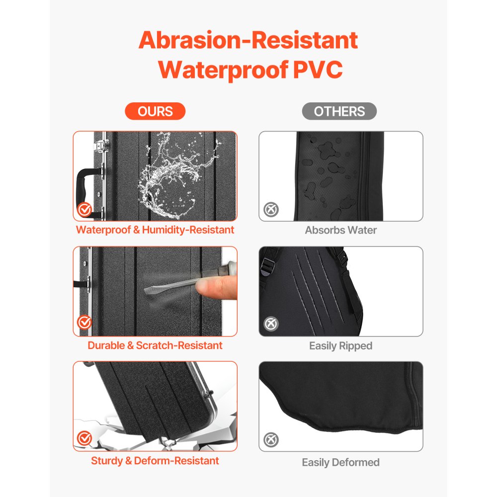 VEVOR Estuche rígido para guitarra eléctrica, rectangular de 105 cm, con cerradura, pestillo y asa con llave, acolchado ABS, forro suave, resistente al agua, para guitarra eléctrica de 99 cm, color negro