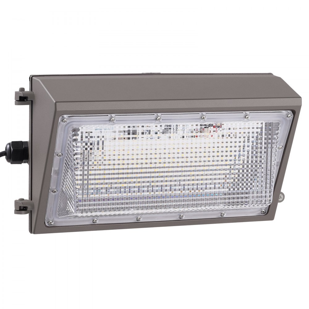 VEVOR Paquete de 2 luces LED de pared, 100 W, 10800 lm, 5000 K, luces comerciales para exteriores, iluminación de seguridad, con detección de luz inteligente, 180 cuentas LED, ahorro de energía para garajes, patios, IP65 a prueba de agua