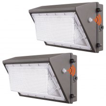 VEVOR Paquete de 2 luces LED de pared, 100 W, 10800 lm, 5000 K, luces comerciales para exteriores, iluminación de seguridad, con detección de luz inteligente, 180 cuentas LED, ahorro de energía para garajes, patios, IP65 a prueba de agua