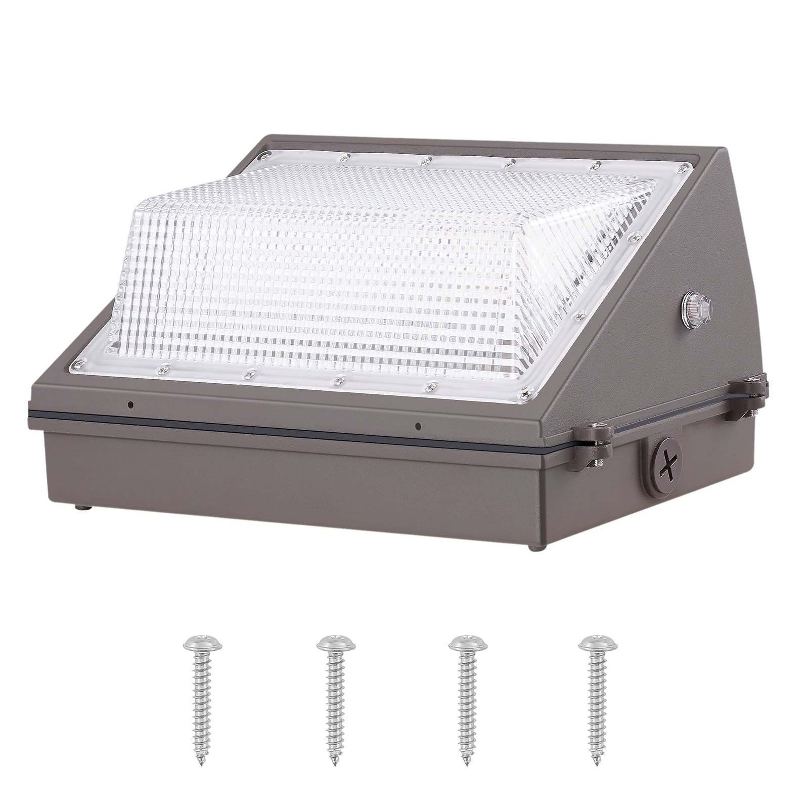 VEVOR - Pack de 4 luces LED de pared, 100 W, 10800 lm, 5000 K, iluminación comercial para exteriores, iluminación de seguridad, con sensor de luz inteligente, 180 LED de bajo consumo para garajes y patios, resistente al agua IP65.