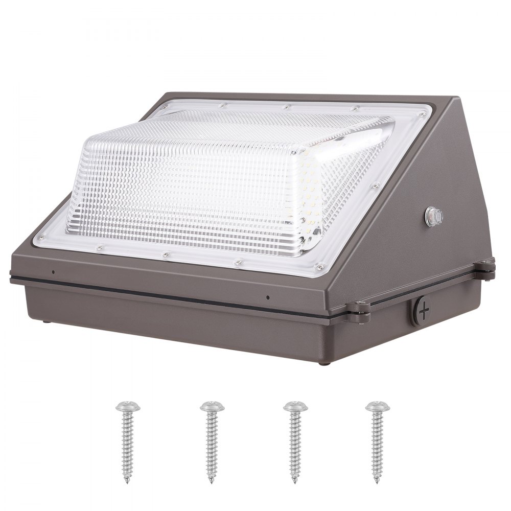VEVOR Paquete de 4 luces LED de pared, 120 W, 11000 lm, 5000 K, luces comerciales para exteriores, iluminación de seguridad, con detección de luz inteligente, 240 cuentas LED, ahorro de energía para garajes, patios, IP65 a prueba de agua