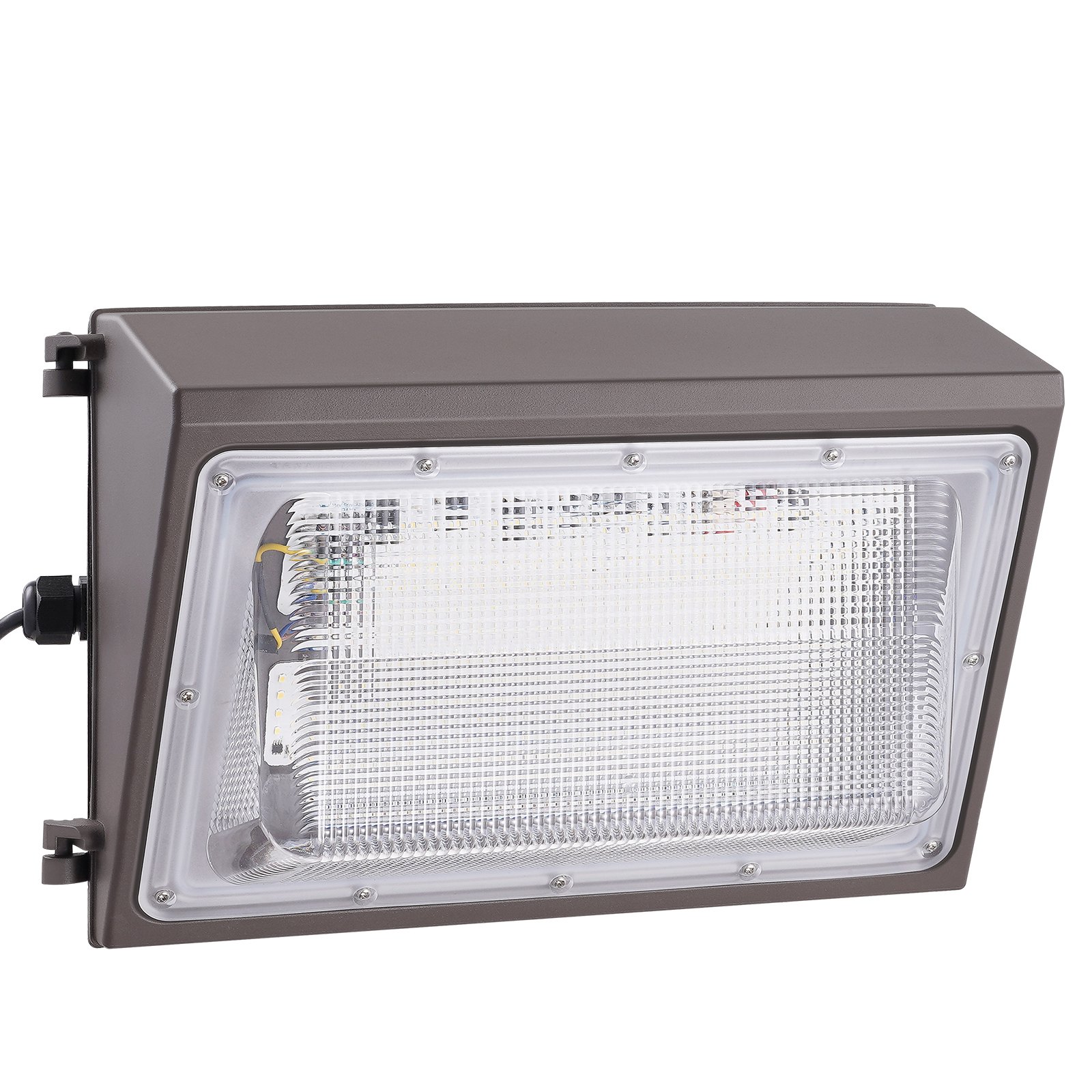 VEVOR Paquete de 4 luces LED de pared, 120 W, 11000 lm, 5000 K, luces comerciales para exteriores, iluminación de seguridad, con detección de luz inteligente, 240 cuentas LED, ahorro de energía para garajes, patios, IP65 a prueba de agua