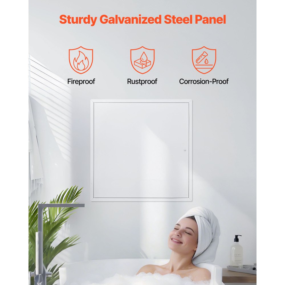 VEVOR Panel de acceso para paneles de yeso y techo, paneles de acceso de plomería de 24 x 24 pulgadas, puerta de acceso reforzada, cubierta de orificio de pared de acero resistente, panel con bisagras extraíble de fácil instalación para cableado y cables, plateado