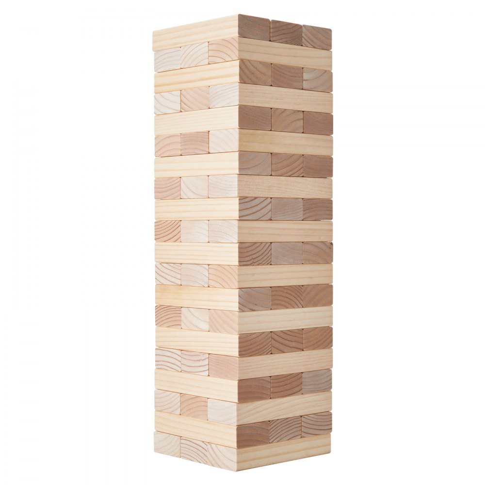 Juguete de madera para volteo, 60 bloques, torre de bloques gigantes, juego de bloques de madera de pino