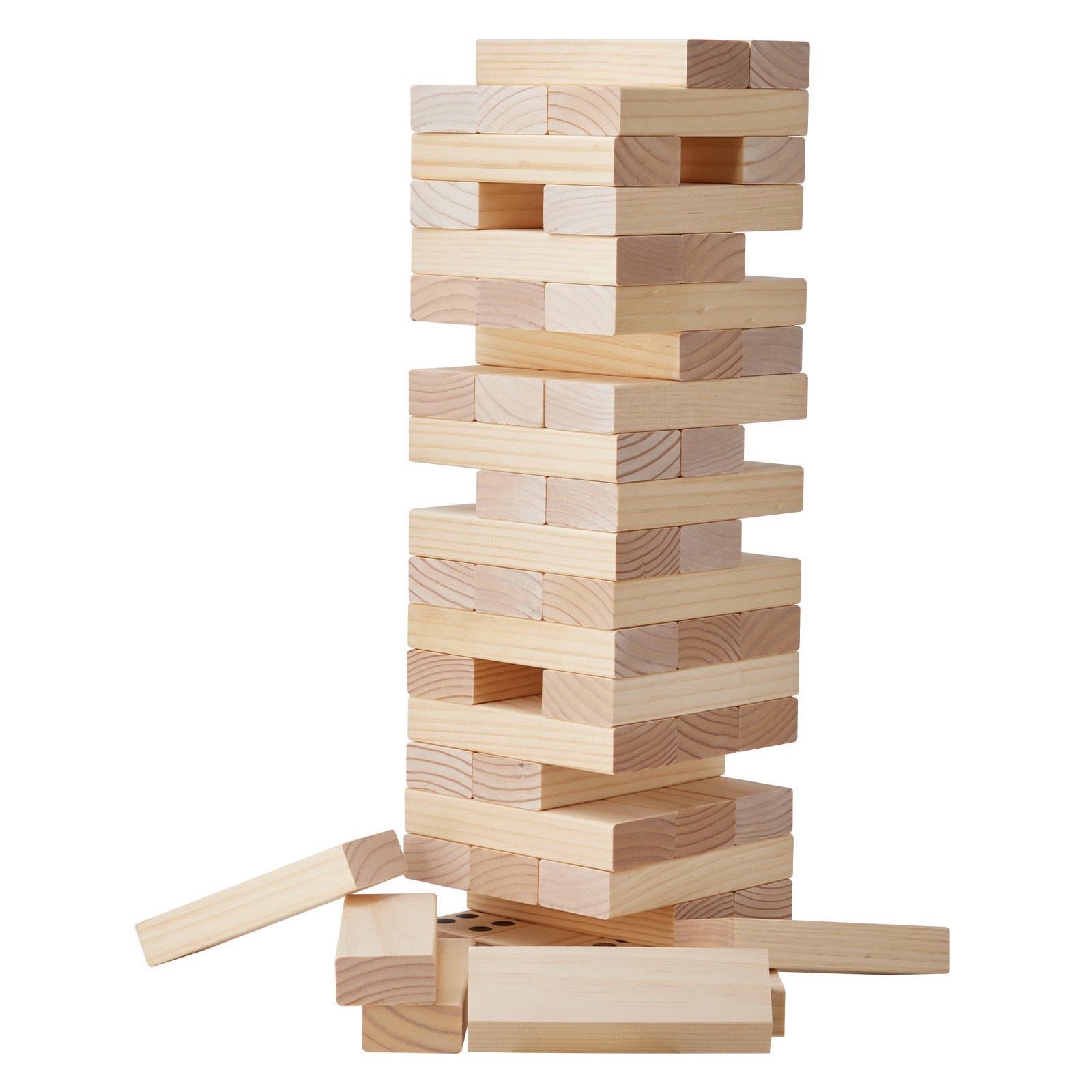 Juguete de madera para volteo, 60 bloques, torre de bloques gigantes, juego de bloques de madera de pino
