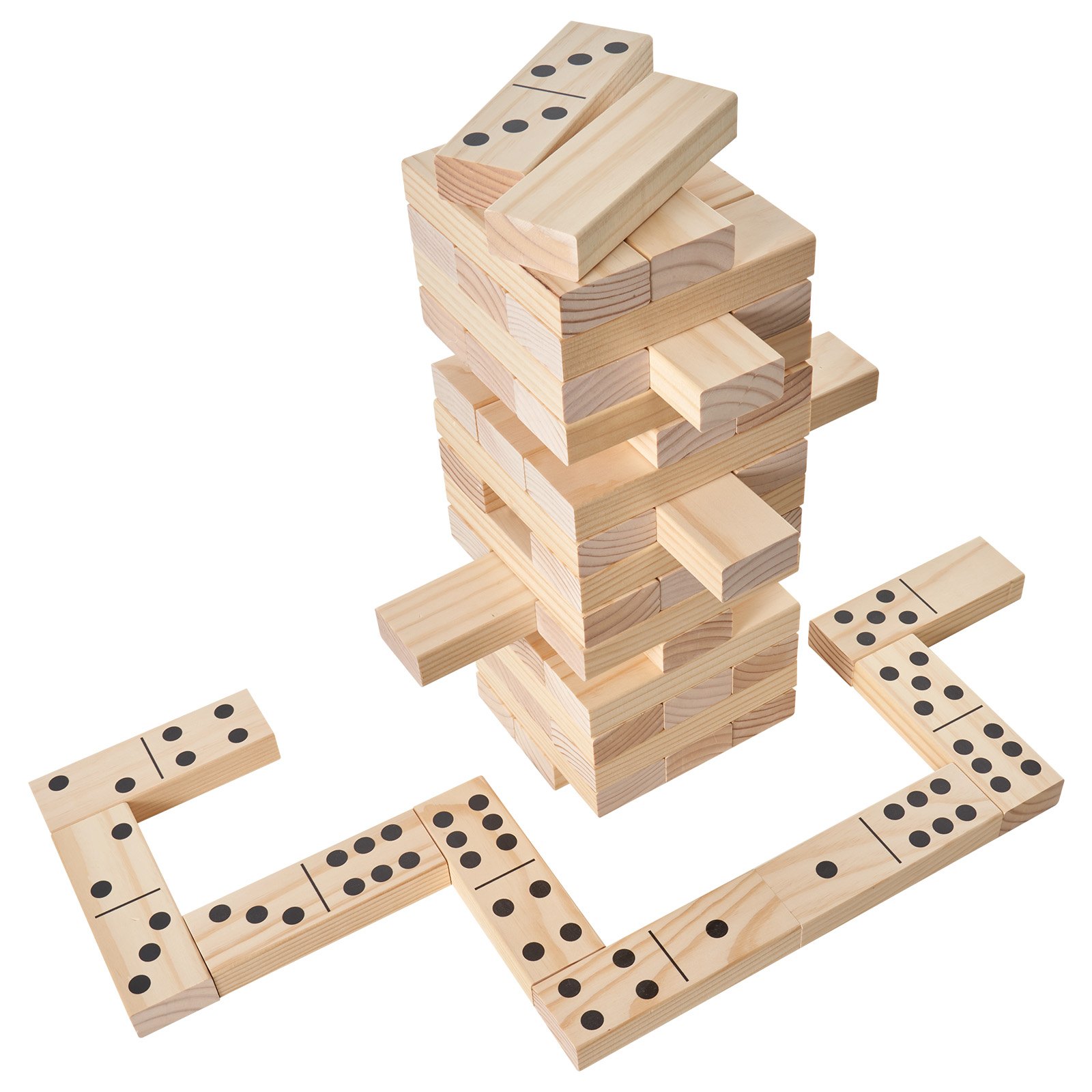 Juguete de madera para volteo, 60 bloques, torre de bloques gigantes, juego de bloques de madera de pino